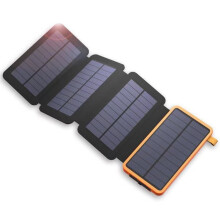 25000mAh Solar Power Bank, QC3.0 Fast Charging, 4-Panel Foldable Portable Charger with Built-In LED Flashlight for Outd