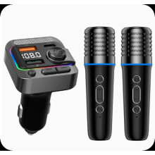 Dual Microphone Bluetooth Hands Free Car Charger FM Transmitter with 48W Fast Charging and Music Player