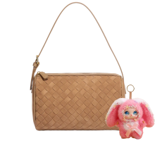 Suede geweven tas stokbrood schoudertas Crossbody handtas kleine kussentas dames, matte handgeweven portemonnee met
