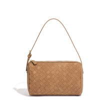 Suede geweven tas stokbrood schoudertas Crossbody handtas kleine kussentas dames, matte handgeweven portemonnee met
