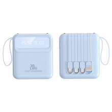 Neue 3C-zertifizierte Mini-Powerbank mit hoher Kapazität, vier Kabeln und einer Kapazität von 20.000 mAh.
