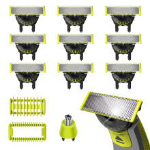 Lanna Athsholáthair 9-Pacáiste 360 Ag luí le Razor Philips OneBlade, Cinn Gearrtha Cruach Dhosmálta Géar le haghaidh be