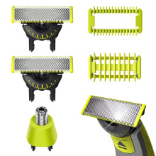 Lanna Athsholáthair 2-Pacáiste 360 Ag luí le Razor Philips OneBlade, Cinn Gearrtha Cruach Dhosmálta Géar le haghaidh Be