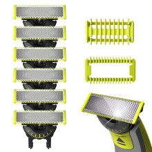 Lanna Athsholáthair 6-Pacáiste 360 Ag luí le Razor Philips OneBlade, Cinn Gearrtha Cruach Dhosmálta Géar le haghaidh be