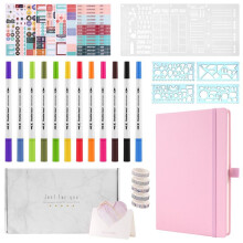 A5 Hardcover Dotted Journal Notebook with 184 Numbered Pages,Dotted Journaling Kit for Beginner Green