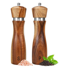 2 Pack Acacias Wood Salt and Pepper Grinder Set, Wooden Salt and Pepper Mill Set Salt and Pepper Shaker Tableware 8 Inch