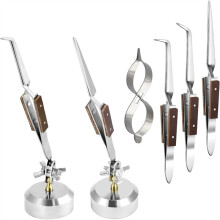 Third Hand Tweezers,Soldering Tweezers, Lock Solder Tweezers with BaseFigure 8 Gourd Clamp,with Base 360Rotation
