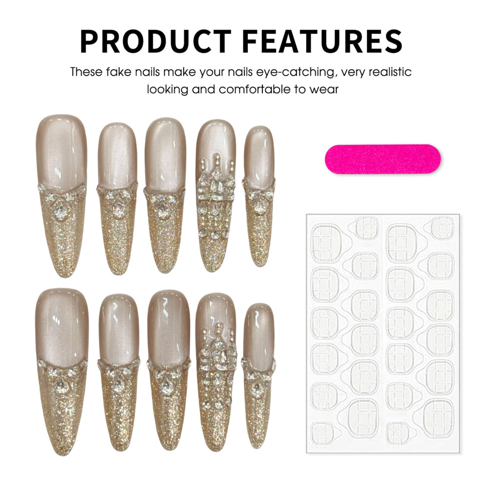 Phui-Pet-Supplies (Xs) 10Pcs Glitter Cat Eye False Nails, Salon Supply