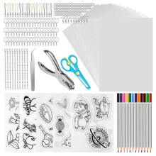 Shrink Plastic Shrink Keychain Kit, Shrink Art Shrink Plastic Sheet Shrink Film Kit for DIY/Rings/Crafts/Keychains
