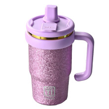 Tazza Termica Estiva In Titanio con Fiore di Ghiaccio, Capacità, Doppia Tazza per Bere Acqua, Tazza Portatile per il Ghiaccio, Rosa