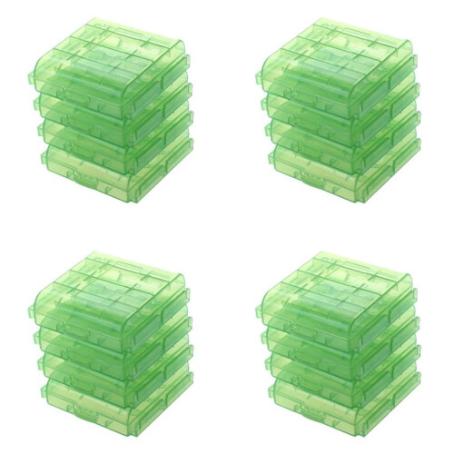 Pack of 16 PCS AA / AAA Battery Storage Hard Case Box-Green