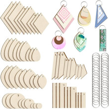 Unfinished Wooden Earrings Blanks 380 Pieces Wood Earring Blanks 180 Pieces Wood Pendants with 200 Pieces Jump Rings