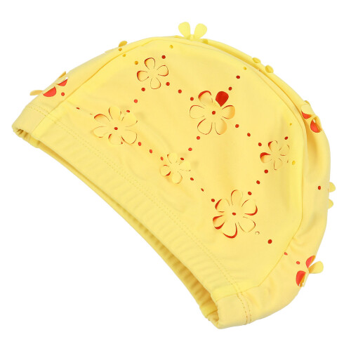 1Leichte Badehaube Gelb Mit Flexiblem Material Und Blütendesign