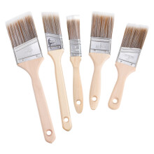 5Stk Künstler Flachpinsel Holzgriff Nylonhaar Beige Für
