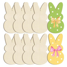 Large Size 7 Inch Wooden Easter Ornaments to Paint, Wooden-Rabbit Bunny Happy Easter Cutouts DIY Blank