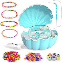 Máquina de Enfiar Miçangas, Giratória para Fazer Pulseiras, Presente para Meninas, Argila Elétrica com Agulha e Linha, Pulseiras AZUIS