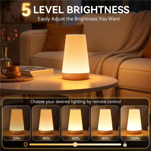 LED Night Light Bedside Lamp Touch and Remote Control Dimmable Tabletop 13 RGB Colors Changing 5 Brightness 1