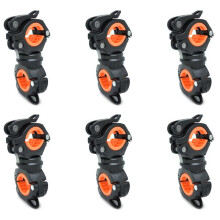 6X 360 Degree Rotating Cycling Bike Light Double Holder LED Front Flashlight Lamp Pump Handlebar Holder Black + Orange