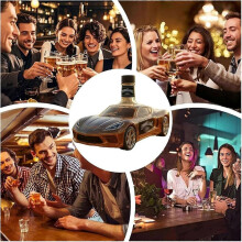 (B) Whiskey Bottle Wild Horse Car Shaped Expertly Crafted PewterGlass 3D Creative Car Theme