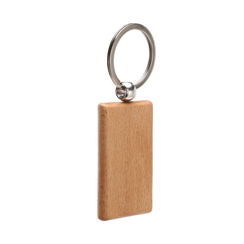 250 Blank Wooden Keychain Rectangular Engraving Key ID Can Be Engraved DIY 2