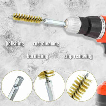 9 Piece 1/2 Inch 3/4 Inch 1 Inch Copper Pipe Cleaner for Power Drill, Tube Cleaning Brush,with Copper Wire Bore Brushes