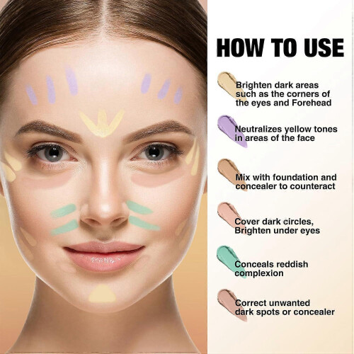 Multi-Use Face Contour Stick,Highlighter & Concealer Stick, Combo Use for Correcting Color Balancing (6 Colors Set) 1