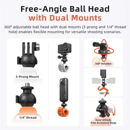 AMAGISN  Flexible Bracket Adjustable Silicone Mount Action Camera for    Action Camera Accessories Black 1