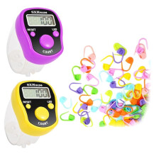 Maskräknare 2 St. LED Digital Radräknare och Maskmarkörer 50 St. Virkmaskmarkörer för Stickning