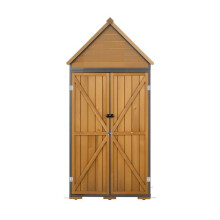 Houten en Metalen Tuinkast 112x170 cm - Duoku - Buitenkast voor Terras, Balkon of Veranda, met Schuin Dak