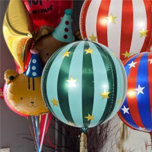 Pack of 6 Jumbo 22 Inch 4D Stripe Foil Balloons Star Balloon Foil Kids Birthday Party Decoration Green