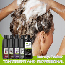 (Purple) Hair Dye shampoo, 3 in 1 Hair Dye Shampoo for Gray Hair, Herbal Ingredients Shampoo Hair Color Shampoo for Women Men Grey Coverage Shampoo