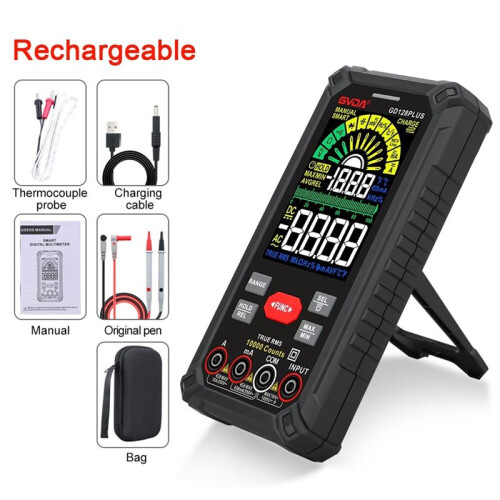GVDA  Rechargeable Digital Multimeter True RMS 9999 Counts 1000V 10 ADC AC Voltage Current Multimetro 1