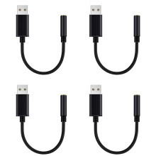 4X USB to 3.5mm Headphone Jack Audio Adapter,External Stereo Sound Card for PC, Laptop,for PS4,for Etc (0.6 Feet)