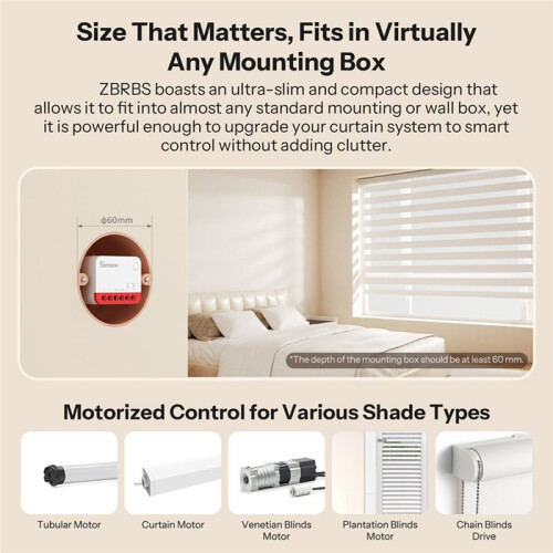 -ZBRBS Zigbee  Roller Shutter  Zigbee Local Scene Signal Booster Transform Curtains EWeLink Via ZigBee Hub 2
