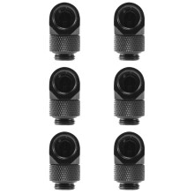 6pcs 12.9Mm G1/4 Thread 90 Degree Rotary Tube Connector Fitting for Pc Water Cooling Black