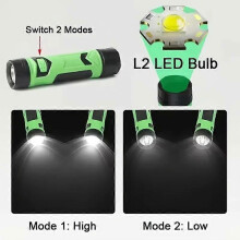 (Red) Rechargeable LED Neck Lamp with Dual Lights, Flexible Strap, Magnetic Base, Zoom Function, 2 Modes for Reading, Running, Camping