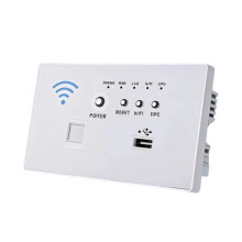 Roteador de Parede Tipo 86, Ponto de Acesso Doméstico Wi-Fi Sem Fio com Tomada Inteligente USB, Painel Embutido 220V Branco