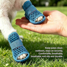 (XS, Blue) Small Dog Sandals, Non-Slip Breathable Open-Toe Pet Shoes with Adjustable Velcro Straps, Soft Sole for Indoor Outdoor Wear