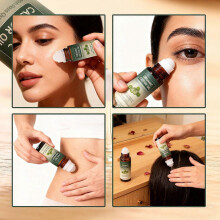(2PCS) 100% Organic Cold-Pressed Castor Oil Roll-On, with Rose Quartz Roller for Hair, Lash & Brow Growth, 50ml