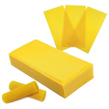 30pcs Beeswax Sheets for Beekeeping, Yellow Waxed Coated Foundation Sheets, Natural Honeycomb Wax for Candle Making DIY