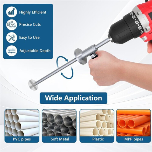 Inside Pipe Cutter for Pvc Pipe with Handle and Diamond Grit Cutting Wheel, 7 Inch Adjustable Cutting Depth Gauge Guide 2