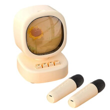 HIFI Stereo Retro Audio Karaoke Högtalare för Hemmabruk, Barn, Trådlös Högtalare med 2 Mikrofoner