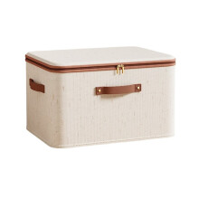 Foldable Linen Storage Box with Lid - Large Capacity Dustproof Organizer for Home 40x30x21cm