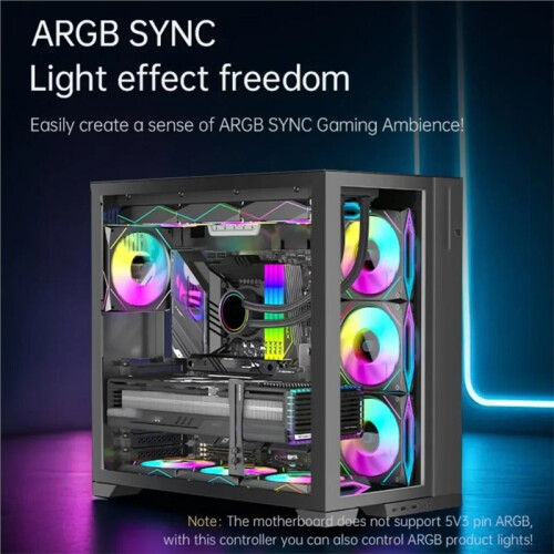 ARGB Controller for CPU Case Fan and LED Light Radiator with Remote Control A 2