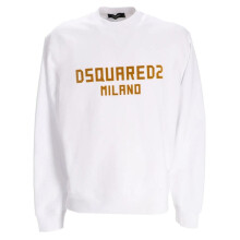 (S, White/Ochre) DSquared2 Mens Milano Logo Cool Fit Sweatshirt