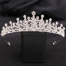 (1) Baroque Bridal Wedding Tiara Crown Shiny Rhinestones Decor Anti-slip Headress for Masquerade Ball Banquet Cosplay