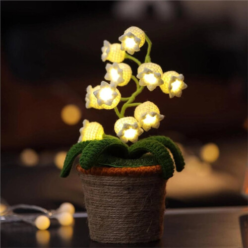 Handgehäkelte Maiglöckchen-Topfblume Aus Baumwollseil