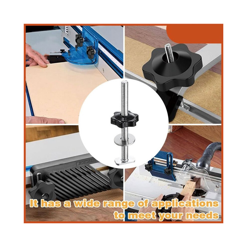 10 Sets T Track Bolt Knob Kit, T-Track Accessory Includes T-Slot Bolts With Washers And Star Knobs For Woodworking Jigs 6033839919186