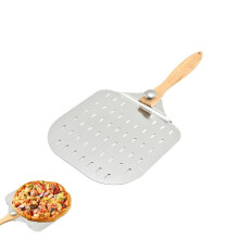 Perforated Pizza Peel 12inch Aluminum Metal Pizza Paddle Pizza Spatula with Wood Handle for Baking Pizzas Breads