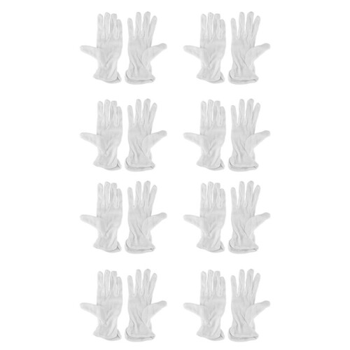 8 Pair Protective Anti-Slip White Cotton Work Driving Gloves